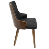 Lumisource Stella Mid-Century Modern Dining/Accent Chair in Walnut with Black Faux Leather - Set of 2