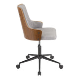 Lumisource Stella Mid-Century Modern Office Chair in Walnut Wood and Grey Fabric