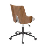 Lumisource Stella Mid-Century Modern Office Chair in Walnut Wood and Grey Fabric