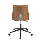 Lumisource Stella Mid-Century Modern Office Chair in Walnut Wood and Grey Fabric