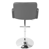 Lumisource Stout Contemporary Adjustable Barstool with Swivel and Grey Faux Leather