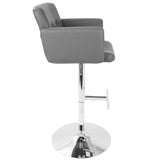 Lumisource Stout Contemporary Adjustable Barstool with Swivel and Grey Faux Leather