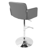 Lumisource Stout Contemporary Adjustable Barstool with Swivel and Grey Faux Leather