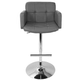 Lumisource Stout Contemporary Adjustable Barstool with Swivel and Grey Faux Leather