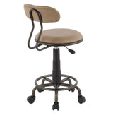 Lumisource Swift Industrial Task Chair in Antique Metal and Camel Faux Leather