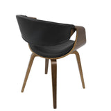 Lumisource Symphony Mid-Century Modern Dining/Accent Chair in Walnut Wood and Black Faux Leather