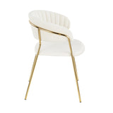 Lumisource Tania Contemporary-Glam Chair in Gold Metal with White Velvet - Set of 2