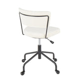 Lumisource Tania Contemporary Task Chair in Black Metal and Cream Velvet