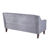 Lumisource Telluride Contemporary Sofa in Espresso Wood and Blue Fabric