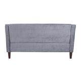 Lumisource Telluride Contemporary Sofa in Espresso Wood and Blue Fabric