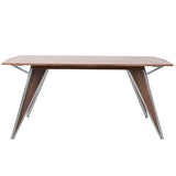 Lumisource Tetra Contemporary Desk in Walnut Wood and Stainless Steel