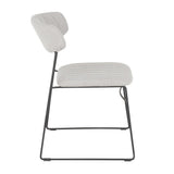 Lumisource Thomas Contemporary Chair in Black Metal and Light Grey Fabric - Set of 2