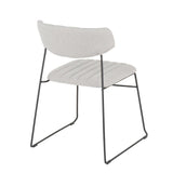 Lumisource Thomas Contemporary Chair in Black Metal and Light Grey Fabric - Set of 2