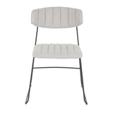 Lumisource Thomas Contemporary Chair in Black Metal and Light Grey Fabric - Set of 2