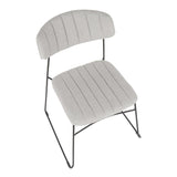 Lumisource Thomas Contemporary Chair in Black Metal and Light Grey Fabric - Set of 2