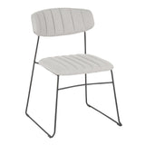 Lumisource Thomas Contemporary Chair in Black Metal and Light Grey Fabric - Set of 2