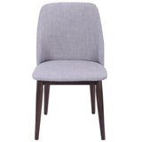 Lumisource Tintori Contemporary Dining Chair in Walnut and Light Grey Fabric - Set of 2