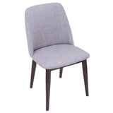 Lumisource Tintori Contemporary Dining Chair in Walnut and Light Grey Fabric - Set of 2