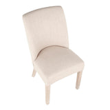 Lumisource Tori Farmhouse Dining Chair in White Washed Wooden Legs and Beige Fabric - Set of 2