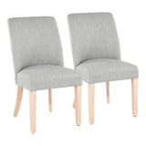 Lumisource Tori Farmhouse Dining Chair in White Washed Wooden Legs and Green/Grey Fabric - Set of 2