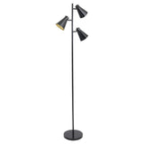 Lumisource Tres Industrial Floor Lamp in Black and Gold