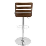 Lumisource Trevi Mid-Century Modern Adjustable Barstool with Swivel in Walnut and Grey