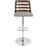 Lumisource Trevi Mid-Century Modern Adjustable Barstool with Swivel in Walnut and Grey