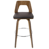 Lumisource Trilogy Mid-Century Modern Barstool In Walnut And Brown Faux Leather