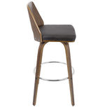 Lumisource Trilogy Mid-Century Modern Barstool In Walnut And Brown Faux Leather