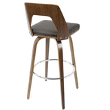 Lumisource Trilogy Mid-Century Modern Barstool In Walnut And Brown Faux Leather