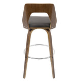 Lumisource Trilogy Mid-Century Modern Barstool In Walnut And Brown Faux Leather