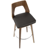 Lumisource Trilogy Mid-Century Modern Barstool In Walnut And Brown Faux Leather