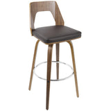 Lumisource Trilogy Mid-Century Modern Barstool In Walnut And Brown Faux Leather