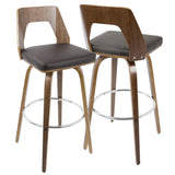 Lumisource Trilogy Mid-Century Modern Barstool In Walnut And Brown Faux Leather