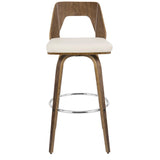 Lumisource Trilogy Mid-Century Modern Barstool in Walnut and Cream Faux Leather