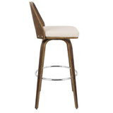 Lumisource Trilogy Mid-Century Modern Barstool in Walnut and Cream Faux Leather