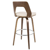 Lumisource Trilogy Mid-Century Modern Barstool in Walnut and Cream Faux Leather