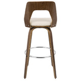 Lumisource Trilogy Mid-Century Modern Barstool in Walnut and Cream Faux Leather