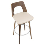 Lumisource Trilogy Mid-Century Modern Barstool in Walnut and Cream Faux Leather