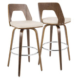 Lumisource Trilogy Mid-Century Modern Barstool in Walnut and Cream Faux Leather