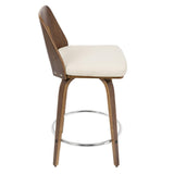 Lumisource Trilogy Mid-Century Modern Counter Stool in Walnut and Cream Faux Leather