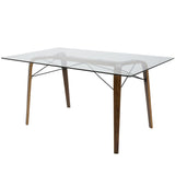 Lumisource Trilogy Mid-Century Modern Dining Table in Walnut and Clear Glass