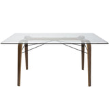 Lumisource Trilogy Mid-Century Modern Dining Table in Walnut and Clear Glass