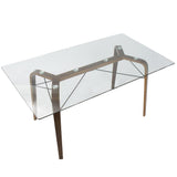 Lumisource Trilogy Mid-Century Modern Dining Table in Walnut and Clear Glass