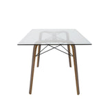 Lumisource Trilogy Mid-Century Modern Dining Table in Walnut and Clear Glass