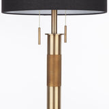 Lumisource Trophy Industrial Floor Lamp in Antique Brass with Black Linen Shade