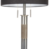 Lumisource Trophy Industrial Floor Lamp in Gun Metal with Black Linen Shade