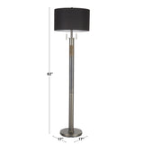 Lumisource Trophy Industrial Floor Lamp in Gun Metal with Black Linen Shade