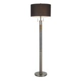 Lumisource Trophy Industrial Floor Lamp in Gun Metal with Black Linen Shade