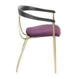 Lumisource Vanessa Contemporary Chair in Gold Metal and Purple Velvet with Black Wood Accent - Set of 2